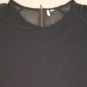 CATO Black Knit Top with Lace Zippered back